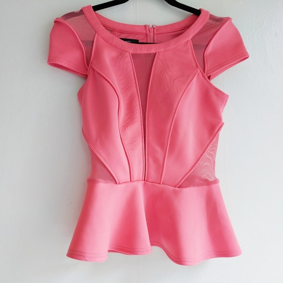 Tops - Bebe peplum top orange/pink size S/P